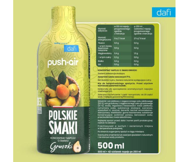 Dafi KONCENTRAT OWOCOWY O SMAKU GRUSZKI 500ML - 1484366 - zdjęcie 2